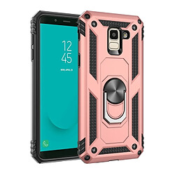 Wewoo Coque Étui de protection en TPU + antichoc Sergeant Armour pour Galaxy J6 (2018), avec support rotation 360 degrés (or rose)