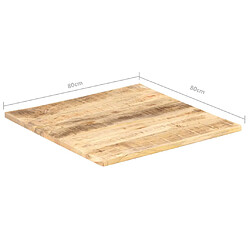 vidaXL Dessus de table Bois de manguier solide 25-27 mm 80x80 cm pas cher