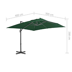 vidaXL Parasol de jardin en porte-à-faux et poteau en aluminium vert pas cher