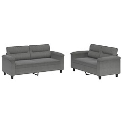 Maison Chic Ensemble de canapés 2 pcs coussins, Canapé droit Sofa pour Salon gris foncé tissu microfibre -GKD815073