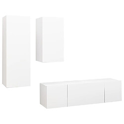 vidaXL Ensemble de meubles TV 4 pcs Blanc Bois d'ingénierie