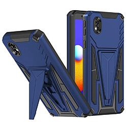 Coque en TPU anti-rayures, en forme de V, antichoc avec béquille bleu foncé pour votre Samsung Galaxy A01 Core