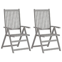 Maison Chic Lot de 2 Chaises inclinables de jardin avec coussins | chaises d'extérieur | Fauteuil Relax Bois d'acacia -GKD18698