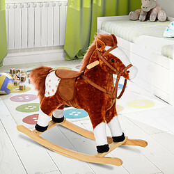 Homcom Cheval à bascule cheval de cowboy effet sonore selle rênes marron blanc