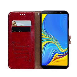 Wewoo Etui à rabat horizontal en cuir de texture Business Style Oil Wax pour Galaxy J6 +, avec support, logements pour cartes et portefeuille (rouge) pas cher