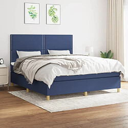 Maison Chic Structures de lit + matelas,Lit à sommier tapissier avec matelas Bleu 180x200 cm Tissu -MN17889