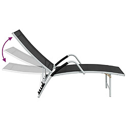 Acheter Helloshop26 Transat chaise longue bain de soleil lit de jardin terrasse meuble d'extérieur textilène et aluminium noir 02_0012933