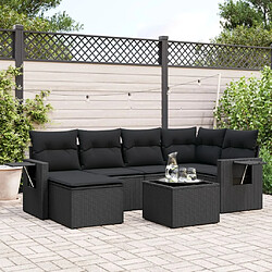 Maison Chic Salon de jardin 7 pcs avec coussins | Ensemble de Table et chaises | Mobilier d'Extérieur noir résine tressée -GKD51862