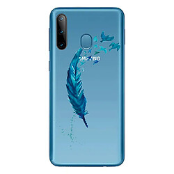 Coque en TPU impression de motif imd clair plume bleue pour votre Samsung Galaxy A11/M11