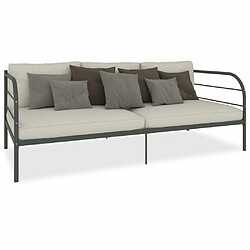 Maison Chic Lit adulte - Lit simple Cadre de lit,Structure du lit Contemporain de repos Gris Métal 90 x 200 cm -MN51697