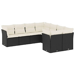 Maison Chic Salon de jardin 8 pcs avec coussins | Ensemble de Table et chaises | Mobilier d'Extérieur noir résine tressée -GKD52449