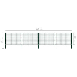 Acheter vidaXL Panneau de clôture avec poteaux Fer 6,8 x 1,2 m Vert