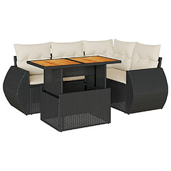 vidaXL Salon de jardin 5 pcs avec coussins noir résine tressée