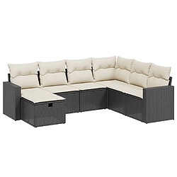 Maison Chic Ensemble Tables et chaises d'extérieur 7pcs avec coussins,Salon de jardin noir résine tressée -GKD195073