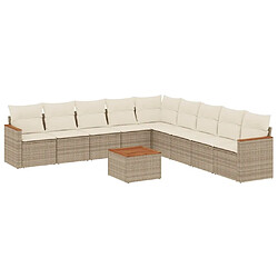 Maison Chic Salon de jardin avec coussins 10 pcs, Ensemble Tables et chaises de jardin, beige résine tressée -GKD936788