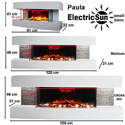 Acheter Electric Sun Cheminée électrique murale Paula moyen blanche ElectricSun, avec effet sonore, 3 couleurs, L120xH46x31cm