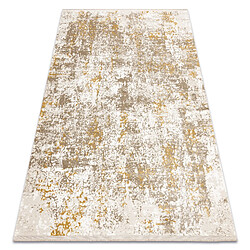 RUGSX Tapis moderne DUKE 51546 beige or - Vintage, structuré, très doux, franges 80x150 cm