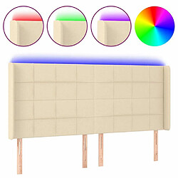 Maison Chic Tête de lit scandinave à LED,meuble de chambre Crème 183x16x118/128 cm Tissu -MN25094