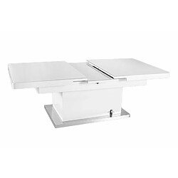 Inside 75 Table basse relevable extensible JET SET blanc brillant