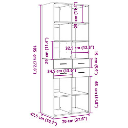 vidaXL Buffet haut chêne fumé 70x42,5x185 cm bois d'ingénierie pas cher