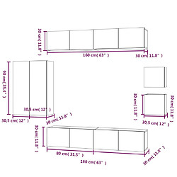 vidaXL Ensemble de meubles TV 8 pcs Blanc Bois d'ingénierie pas cher