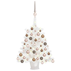 vidaXL Arbre de Noël artificiel pré-éclairé et boules blanc 65 cm