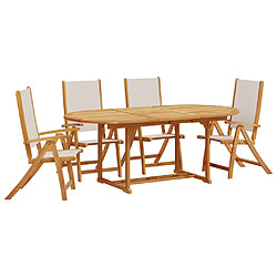 vidaXL Ensemble à manger de jardin 5pcs bois d'acacia solide textilène