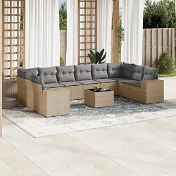 Maison Chic Salon de jardin 11 pcs avec coussins | Ensemble de Table et chaises | Mobilier d'Extérieur beige résine tressée -GKD87704