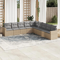 Maison Chic Salon de jardin avec coussins 9 pcs | Ensemble de Table et chaises | Mobilier d'Extérieur beige résine tressée -GKD24997