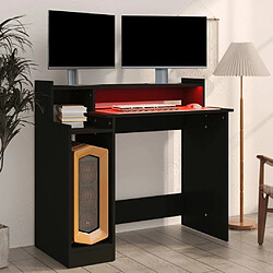 Maison Chic Bureau solide,Table de travail,Bureau d'ordinateur avec lumières LED noir 97x45x90 cm bois d'ingénierie -GKD69169 pas cher