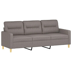 Avis vidaXL Canapé 3 places avec oreillers décoratifs taupe 180 cm tissu