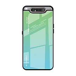 Wewoo Coque Pour Galaxy A80 Gradient Color Glass Case Sky Blue