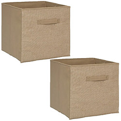 Toilinux Lot de 2 Boites de rangement pliable en jute - 31 x 31 - Marron