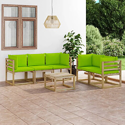 vidaXL Salon de jardin 6 pcs avec coussins vert brillant