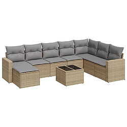 Maison Chic Salon de jardin avec coussins 9 pcs | Ensemble de Table et chaises | Mobilier d'Extérieur beige résine tressée -GKD90740