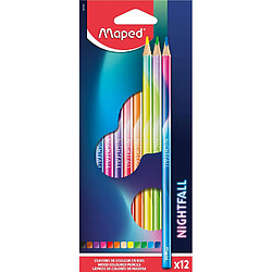 Maped - 12 Crayons de Couleur en Bois Nightfall - Forme Triangulaire - Excellente Prise en Main - Mine Tendre & Résistante - Couleurs Vives et Intenses - 12 Crayons de Couleur (Office Products & Supplies) Maped