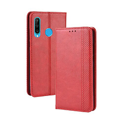 Wewoo Housse Coque Boucle magnétique rétro Crazy Horse Texture en cuir à rabat horizontal pour Huawei Maimang 8avec support et fentes cartes et cadre photo rouge