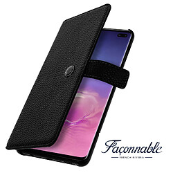 Housse Samsung Galaxy S10 Plus Clapet Porte cartes Effet texturé Façonnable Noir