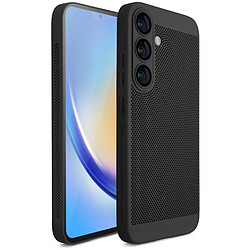 Moozy VentiGuard Coque de téléphone pour Samsung S24, Noir – Housse respirante avec motif perforé pour la circulation de l'air, ventilation, coque de téléphone anti-surchauffe