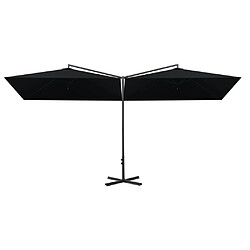 Helloshop26 Parasol double avec mât en acier noir 600 x 300 cm 02_0008428