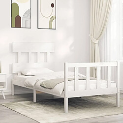 Maison Chic Cadre/structure de lit avec tête de lit pour adulte - Lit Moderne Chambre blanc simple bois massif -MN82873