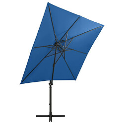 Acheter Maison Chic Parasol Jardin | Parasol déporté avec mat et lumières LED Bleu azur 250 cm - GKD62942