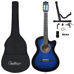 vidaXL Ensemble de guitare découpée classique 12 pcs 6 cordes Bleu 38"