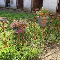 Hermes Trading Bordure de jardin décorative en fer forgé rouillé Lot de 3.