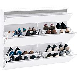 Acheter Alter Étagère à chaussures moderne, Made in Italy, avec 2 portes et 1 porte abattante, Étagère à chaussures d'entrée, 120x27h108 cm, couleur blanc brillant