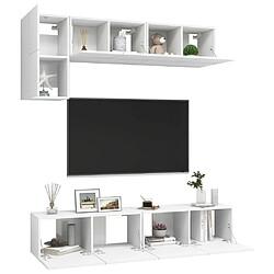 Avis Maison Chic Ensemble de meubles TV 5 pcs | Banc TV Moderne pour salon | Meuble de Rangement - Blanc Aggloméré -MN57507