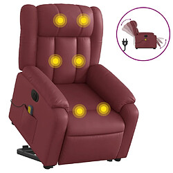 vidaXL Fauteuil inclinable de massage électrique rouge bordeaux