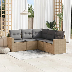 Maison Chic Salon de jardin avec coussins 5 pcs | Ensemble de Table et chaises | Mobilier d'Extérieur beige résine tressée -GKD45053