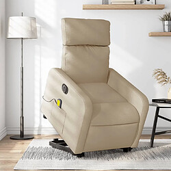 Maison Chic Fauteuil Relax pour salon, Fauteuil inclinable de massage électrique Crème Tissu -GKD76843