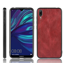 Wewoo Coque Pour Huawei Enjoy 9 / Y7 Pro 2019 Antichoc Couture Vache Motif Peau PC + PU + TPU Cas Rouge